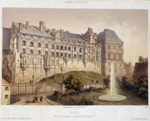Slottet Blois - litografi af French School