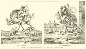 De uskyldiges kirkegård i 1640, faksimile af to indgraveringer af La Bella af French School