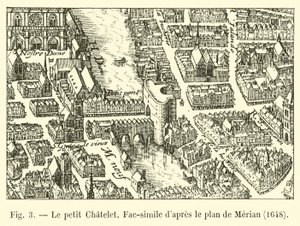 Le petit Chatelet, Faksimile efter Merians plan, 1648 af French School