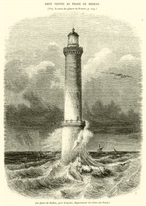 Brehat fyrtårn, nær Treguier, Côtes-du-Nord afdeling (gravering) af French School