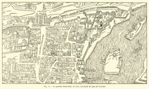 Saint-Paul-distriktet, i 1552, faksimile af Truschets plan af French School
