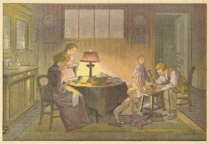 Le raccommodage (farve litho) af French School