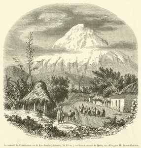 Toppen af ​​Chimborazo set fra Rio-Bamba, afstand, 32 kilometer (gravering) af French School