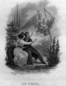Le temps Chanson de Beranger i ""Oeuvres completes"" (1834) af Pierre Jean de Beranger (1780-1857), fransk digter og sangskriver. af French School