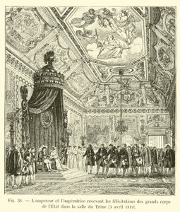 Kejseren og kejserinden modtager lykønskninger fra statens store korps i tronsalen, 3. april 1810 af French School
