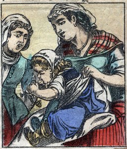 Lemuel Gulliver på Payx des Gants de Brobdingnag. Illustration til "" Gulliver
