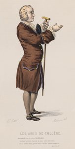 Les Amis De College, Act I, Sc XV (farvet gravering) af French School