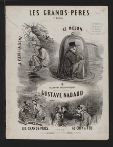The Grand Fathers, fire filosofiske sange af Gustave Nadaud (litho) af French School