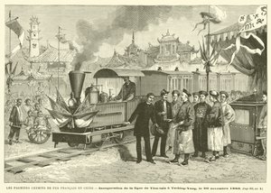 De første franske jernbaner i Kina (gravering) af French School