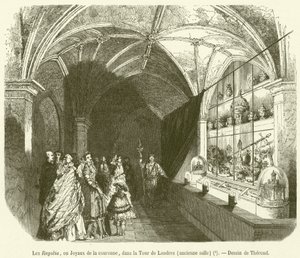 Regalierne eller kronjuvelerne i Tower of London, Old Hall (gravering) af French School