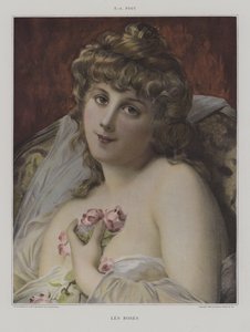 Les Roses (roser) (farve litho) af French School