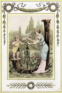 Brev, der repræsenterer en mor og datter, slutningen af det 19. århundrede (kromolitografi) af French School