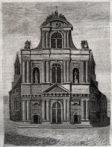 Kirken Saint Gervais Saint Protais (Saint-Gervais-Saint-Protais) (facade af Clement II Metezeau) Paris (4. arr) Indgravering i "" Fysisk, civil og moralsk historie i Paris: fra de tidligste historiske tider til i dag ” af Jacques Antoine Dulaure af French School