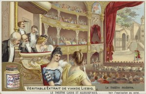 Liebig-kort med et moderne teater af French School