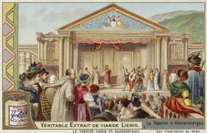 Liebig-kort med Oberammergau Passion Play af French School