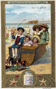 Liebig chromolithography serie "Beach Game" af børn. sd. 19. århundrede af French School