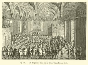 Lit de justice holdt i Storkammeret i 1643 af French School