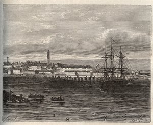 Lorient - Morbihan i Bretagne-regionen - indgravering i "La France illustrée: geografi, historie, statistisk administration" af V.A. Malt-Brown. 1884 af French School