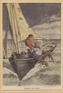 Tabt på havet! (farve litho) af French School