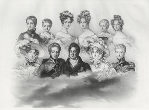 Louis-Philippe I og hans familie i 1830 (gravering) af French School