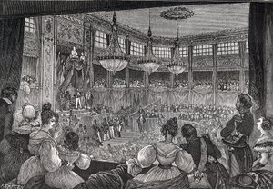 Louis-Philippe I bliver taget i ed som konge for Deputeretkammeret, 9. august 1830 - Revolutionen i 1830: "" Kong Louis Philippe I (1773-1850) svor at opretholde charteret af 1830 i nærværelse af de kamre, der blev genforenet i foreløbig hal af Pa af French School