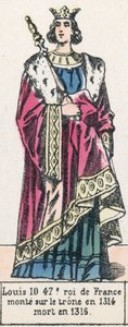 Ludvig 10, 47. konge af Frankrig, besteg tronen i 1314, døde i 1316 (farvestik) af French School