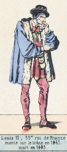 Ludvig 11, 55. konge af Frankrig, besteg tronen i 1461, døde i 1483 (farvestik) af French School