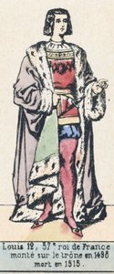 Ludvig 12, 57. konge af Frankrig, besteg tronen i 1498, døde i 1515 (farvestik) af French School