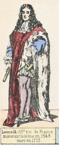 Ludvig 14, 65. konge af Frankrig, besteg tronen i 1643, døde i 1715 (farvestik) af French School