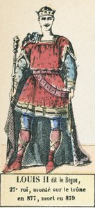 Louis II dit le Begue, 27. konge, besteg tronen i 877, døde i 879 (farvegravering) af French School