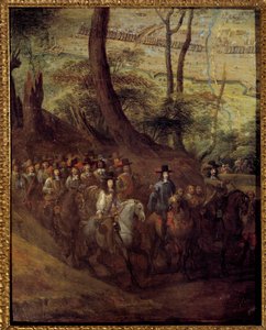 Ludvig II af Bourbon, Prins af Conde (Bourbon-Conde) (Grand Conde) (1621-1686) eller hertug af Enghien, belejrer en by Maleri af den franske skole i det 17. århundrede. Søn 0,73x0,58 m af French School