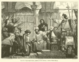 Louis IX og Enguerrand de Couci (gravering) af French School