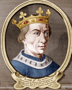 Ludvig VIII, konge af Frankrig (farvet gravering) af French School
