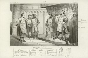 Louis VIII of France receiving an envoy from his enemy, Henry III of England  af French School