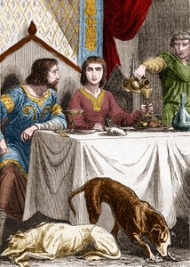 Ludvig VII den unge eller den fromme (1120-1180) med sin kone Alienor af Aquitaine (1122-1204) (eller Eleonore af Guyenne). af French School