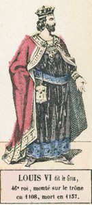 Louis VI dit le Gros, 46. konge, besteg tronen i 1108, døde i 1137 (farvestik) af French School