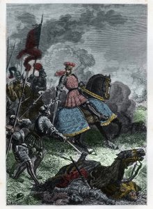 Ludvig XII i slaget ved Agnadel nær Crema i Lombardiet vundet af kongen over venitianerne den 14. maj 1509 - Slaget ved Agnadello - Ludvig XII af Frankrig besejrer venetianerne - gravering fra "" L