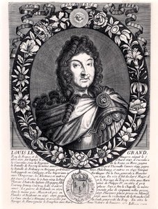 Ludvig XIV (1638-1715) Konge af Frankrig, ca. 1680 (gravering) (s/h foto) af French School