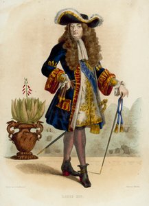 Louis XIV (farvet gravering) af French School
