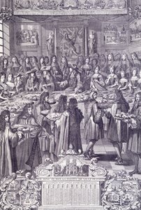 Ludvig XIV, hans folks kærlighed og glæde, gravering fra Almanacco af French School