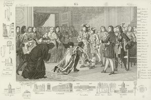 Louis XIV presenting his grandson, Philip V, to the Spanish envoys, as their new king, 1700  af French School