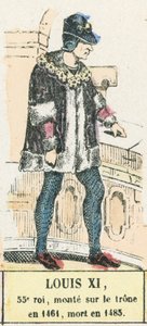 Ludvig XI, 55. konge, besteg tronen i 1461, døde i 1483 (farvestik) af French School
