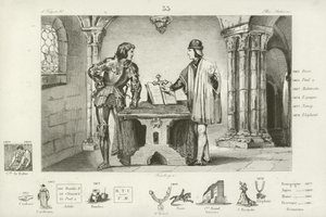 Louis XI of France held captive by Charles the Bold of Burgundy at Peronne, 1468  af French School