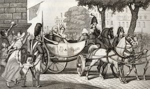 Ludvig XVIII (1755-1824) kommer ind i Paris ved restaureringen af 1814, fra 