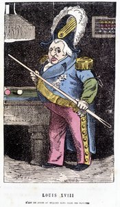 Louis XVIII spiller billard - i "" Histoire de France Tintamarresque"" af Touchatout af French School