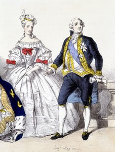 Louis XVI og Marie Antoinette - i "Det franske monarki i tryk"" af French School