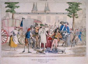 Louis XVI og hans familie førte til templet af French School