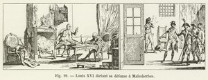 Ludvig XVI dikterer sit forsvar til Malesherbes af French School