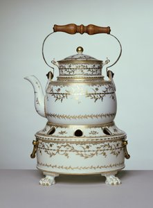 Louis XVI porcelænskedel og stander lavet i Paris, ca. 1775-91 (porcelæn)