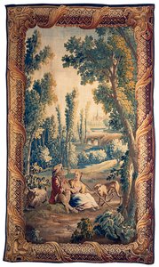 Louis XV Aubusson pastoral tapestrydani af French School